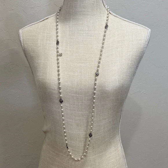 VSA PEARL BEADED WRAP NECKLACE 6MM PEARLS CREAM - NWT - Picture 9 of 11